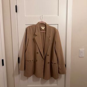 Anthropologie Camel Double-Breasted Blazer